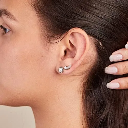 Vista 3 de Alex and Ani - Pendientes de tuerca para mujer cristales y perlas acabado rafaeliano poste trasero juego de regalo