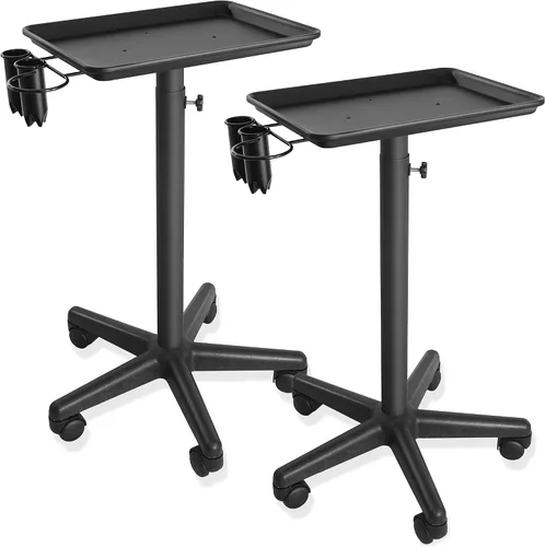 Vista 8 de Saloniture Premium Bandeja de aluminio para instrumentos, con carrito, Negro
