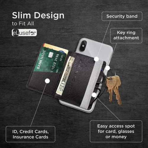 Vista 2 de Billetera Adhesiva para Teléfono para la Parte Posterior del iPhone o Android Estuche con 6 Fundas para Tarjetas de Crédito - Bolsillo