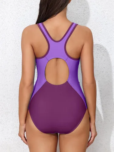 Vista 2 de ATTRACO Traje de baño deportivo de una pieza para mujer, traje de baño deportivo de entrenamiento para mujer