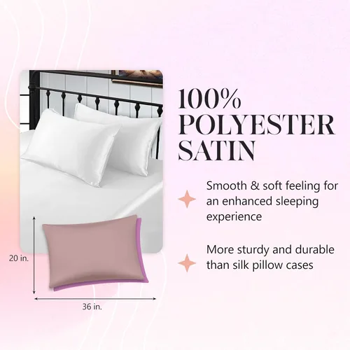 Vista 3 de Revele - Funda de almohada de satén para cabello y piel, incluye una funda de almohada tamaño King con cierre de sobre, color blanco