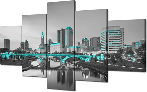 Vista 13 de Cawpom Arte de pared de Los Ángeles en blanco y negro, cuadro decorativo para pared, diseño de horizonte de Los Ángeles, póster de palmera, marco