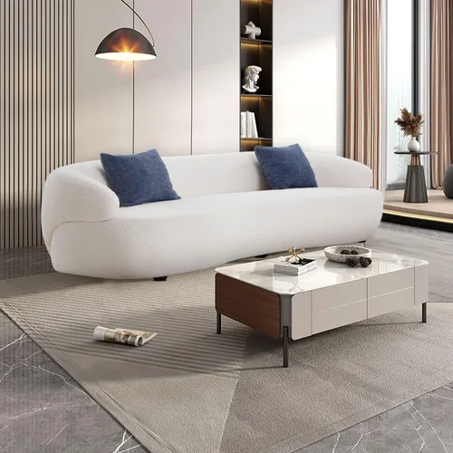 Vista 3 de Sofá curvo Boucle Sofá redondo de lujo de 3 plazas con sofá individual, sofás modulares modernos para sala de estar, oficina, sofá pequeño tapizado