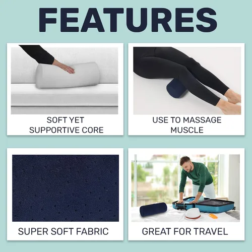 Vista 2 de AllSett Health - Almohada de refuerzo cilíndrica y redonda cervical con funda extraíble y lavable, diseñada ergonómicamente para cabeza, cuello