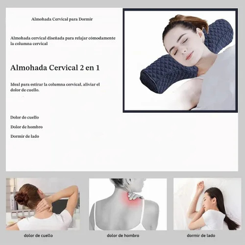 Vista 2 de Almohada cervical para el cuello para aliviar el dolor de dormir, almohada cervical de espuma viscoelástica para aliviar el dolor de cuello rígido