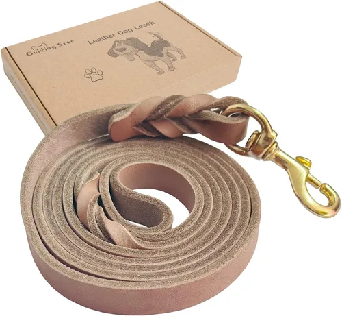 Vista 6 de Guiding Star Correa de cuero para perro de 6 pies, correas para perros grandes, resistente, suave, trenzada, hecha a mano, correa de entrenamiento