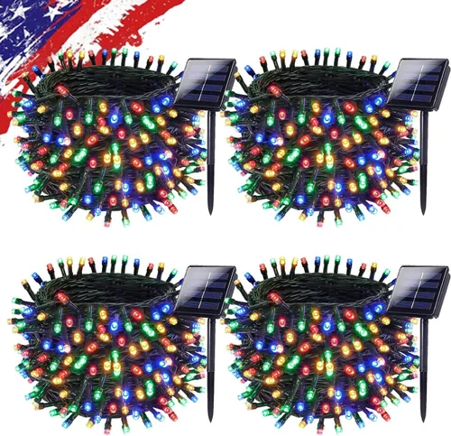 Vista 17 de KAQ - Juego de 200 luces solares LED para exteriores, impermeables, multicolor Total 66FT Flexible Wire With Bright LEDs, 8 Twinkle Modes with