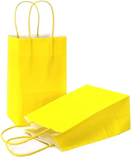 Vista 12 de AZOWA Bolsas de regalo de color azul claro, mini bolsas de papel kraft con asas para recuerdos de fiesta (4 x 2.4 x 6 pulgadas, azul, 12 unidades)