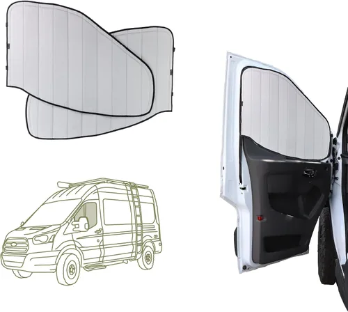 Vista 35 de Cubierta opaca aislante para ventana diseñada para Ford Transit alto/medio, borde de plástico completo de 130 pulgadas de longitud, ventana trasera