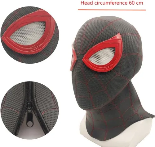Vista 2 de juyocmy Máscara de superhéroe de Halloween, material de PVC, máscara de cosplay, casco de disfraz, Negro