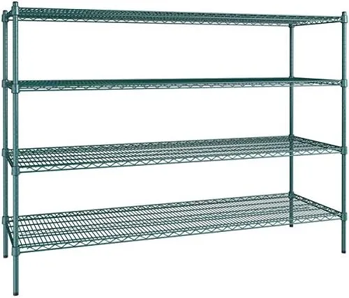 Vista 310 de Kit de 4 estantes de epoxi verde NSF de 21 x 72 pulgadas con postes de 86 pulgadas, estantería de almacenamiento resistente, kit de estantería