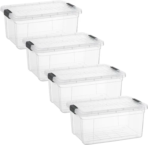 Vista 7 de Superio Contenedor de plástico transparente de 7.4 cuartos con tapa, no tóxico, sin BPA, sin olor, caja de almacenamiento organizadora, recipiente