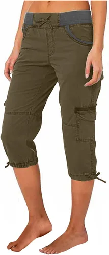 Vista 33 de Pantalones capri tipo cargo para mujer, ligeros, de secado rápido, atléticos, para verano, casuales, con bolsillos