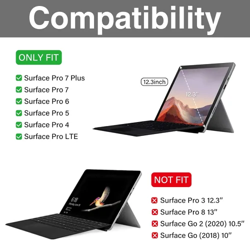 Vista 2 de ProCase Funda para Surface Pro 7 Plus/ 7/6/ 5/ Pro 2017/ Pro 4/ Pro LTE de 12.3" con soporte para bolígrafo integrado, compatible con Surface Type
