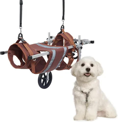 Vista 7 de Silla de ruedas para perro, silla de ruedas ligera para patas traseras, carrito ajustable para mascotas con ruedas para perros con patas traseras