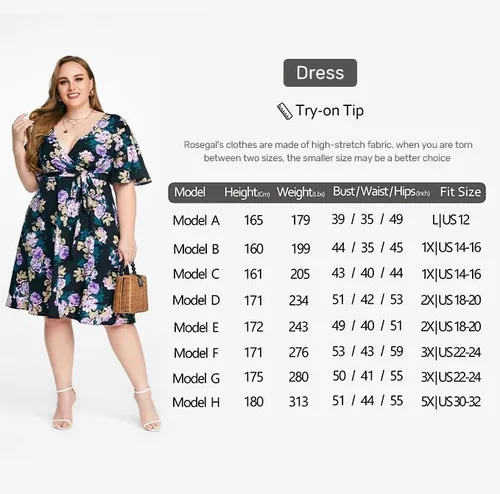 Vista 6 de ROSE GAL Rosegal - Vestido de cóctel semiformal para mujer, talla grande, estampado de purpurina brillante, acampanado, largo hasta la rodilla