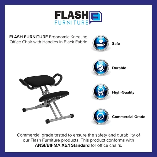 Vista 4 de Flash Furniture Tatum - Silla de oficina ergonómica con asas en tela negra