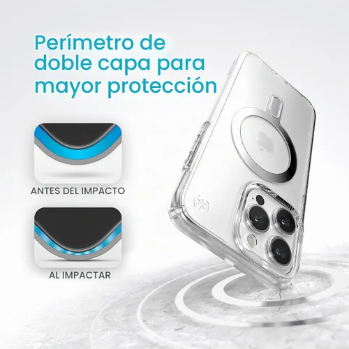 Vista 5 de Speck Funda transparente para iPhone 15 Pro Max – ClickLock con bloqueo antideslizante, diseñada para MagSafe, protección contra caídas, resistente