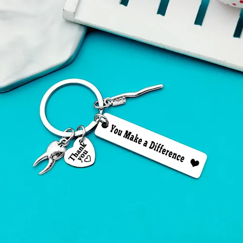 Vista 2 de Xiahuyu Llavero para dentista, regalo de agradecimiento al dentista, llavero para higienista dental, regalo de graduación, regalo de Navidad