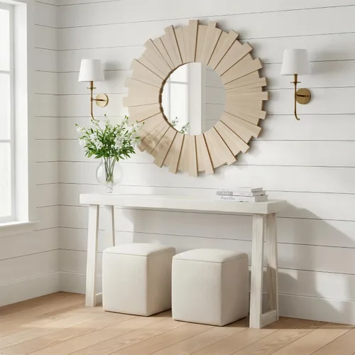 Vista 9 de Plank+Beam Mesa consola de madera maciza, 36 pulgadas, mesa de sofá, mesa de entrada estrecha para pasillo, detrás del sofá, sala de estar, Negro