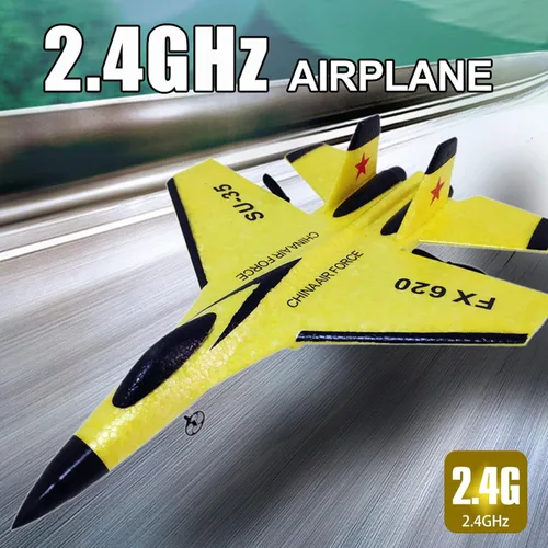 Vista 2 de GoolRC Avión FX620 RC, avión de control remoto de 2.4 GHz, avión RC de 2 canales, modelo de avión EPP planeador RC SU-35 con giroscopio de 3 ejes