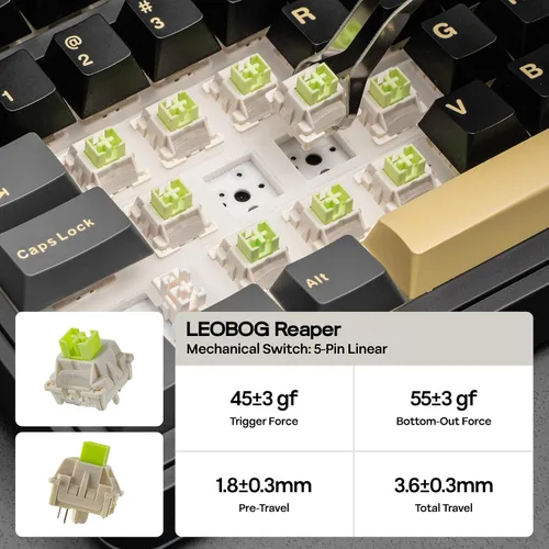 Vista 5 de EPOMAKER X Aula EA75 MAX Teclado inalámbrico para juegos con pantalla y perilla, 5000 mAh, intercambio en caliente, interruptores lubricados