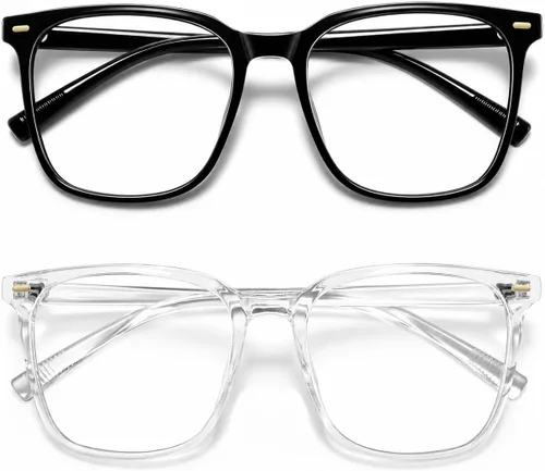 Vista 23 de Gafas cuadradas de gran tamaño con bloqueo de luz azul para mujeres y hombres, antifatiga para monitor de computadora, reducen la fatiga ocular