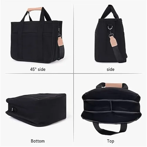 Vista 5 de Moonelo Everything - Bolsa de lona con múltiples bolsillos, bolsa de mano con compartimentos, bolsa de mano para mujer