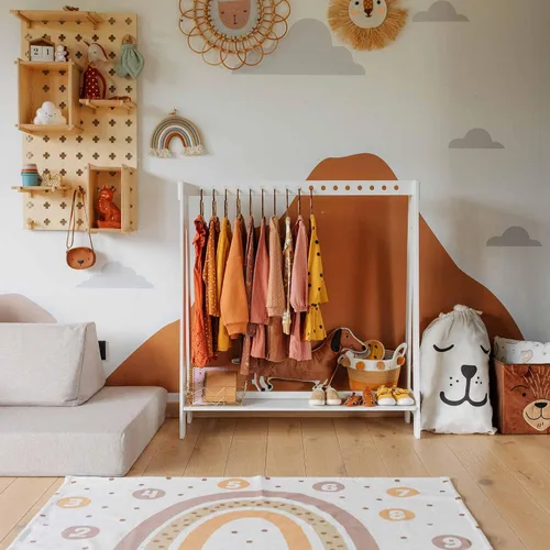 Vista 2 de Perchero, Armario infantil Montessori, estante de exhibición de tienda, perchero Montessori, muebles Montessori, Estación de vestir