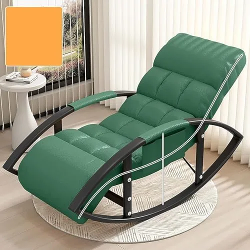 Vista 8 de Large Adjustable Reclining Rocking Chair Set with Footrest for Living Room and BalconyComfortable Outdoor Indoor Seating Solution,Amarillo-Golden