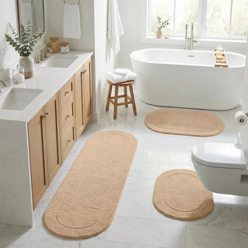 Vista 54 de Superior Cotton Washable Bath Rug, Non Slip Runner, 1 Piece Set, Black Absorbent Combed Cotton Bath Rug Runner or Rug Set, Bathroom Vanity or