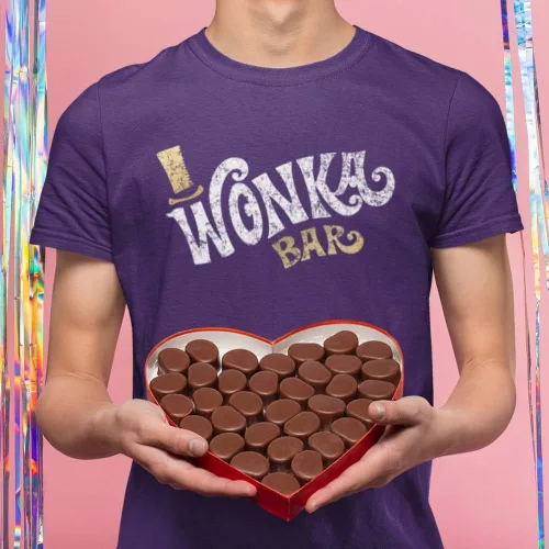 Vista 3 de Ripple Junction Willy Wonka - Camiseta de manga corta para hombre, edición especial, con detalles gráficos metálicos dorados, con licencia