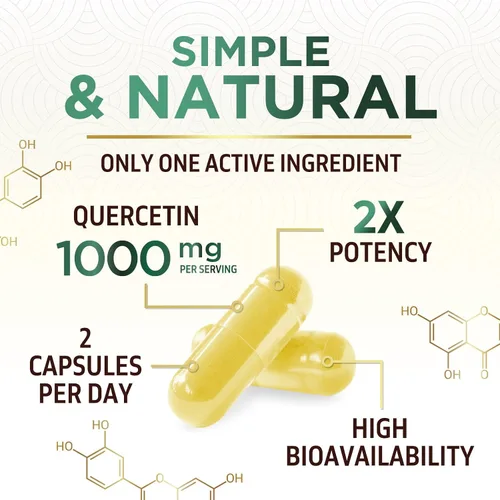 Vista 3 de Quercetin Dihydrate 1000mg per Serving - Premium Plant-Based Bioflavonoids - Extra Strength Antioxidant Immune & Respiratory Health Support - High