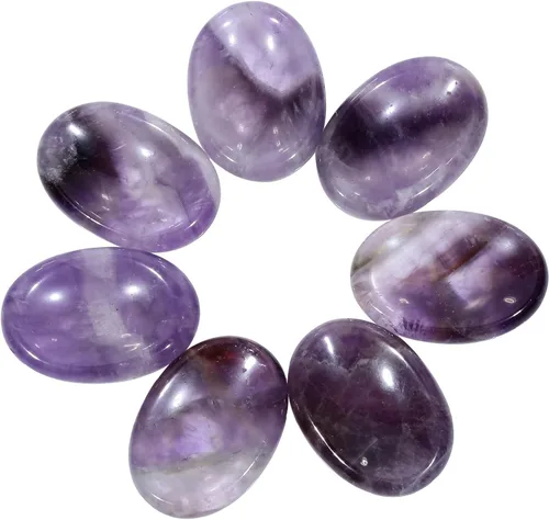 Vista 2 de SUNYIK Piedras de cristal pulido ovaladas para la preocupación del pulgar, piedra curativa de palma de bolsillo para aliviar la ansiedad