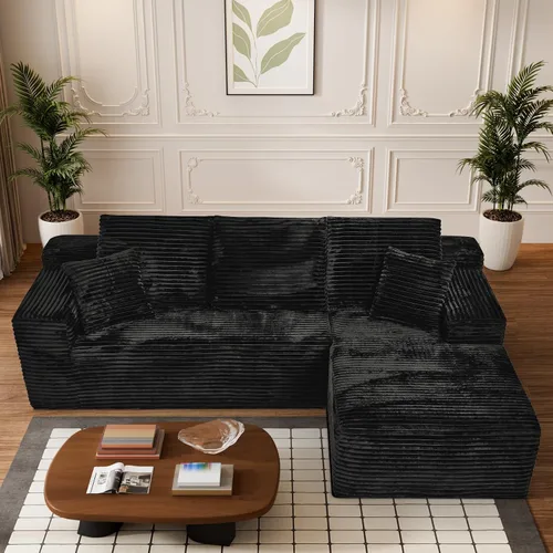 Vista 7 de Sofás deshuesados de 108 pulgadas para sala de estar, en forma de L, cómodo sofá modular de espuma viscoelástica seccional sin hueso, no requiere