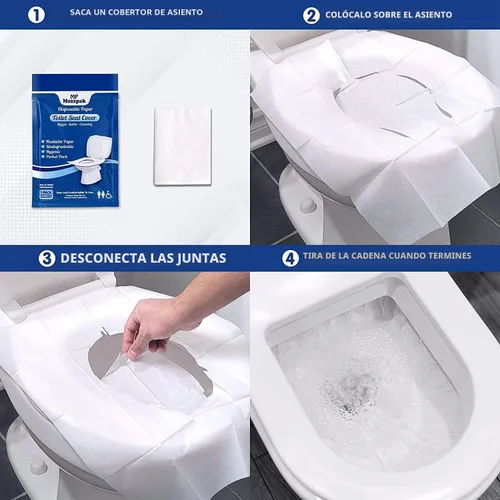Vista 4 de MP MOZZPAK Fundas de asiento de inodoro desechables (paquete de 60) - XL Funda de asiento de inodoro desechable y lavable para entrenamiento