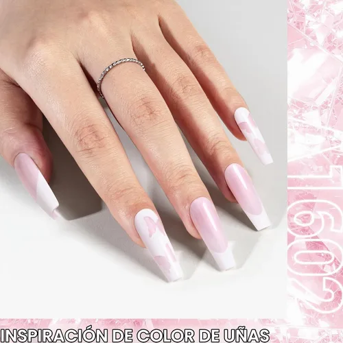Vista 4 de MelodySusie - Esmalte de uñas en gel con brillo perla rosa brillante, 0.5 fl oz, efecto hilo, con acabado de concha rosa brillante, UV LED