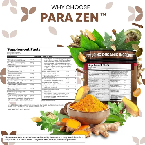Vista 5 de Clean Nutra Ajenjo Nuez Negra Semilla de Calabaza Aceite de Clavo Apio Ajo Uva Papaya Neem Tierra de Diatomeas Probiótico para Mujeres Salud