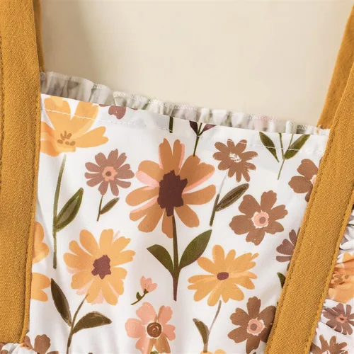 Vista 4 de PATPAT Vestido de verano para niñas con girasol, manga con volantes, casual, vestido de playa, falda de princesa, vestidos de verano