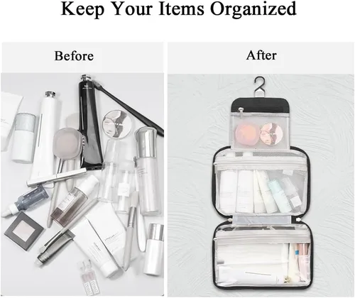 Vista 4 de Neceser colgante para viajes, bolsa organizadora de maquillaje impermeable para hombres y mujeres, bolsa de almacenamiento portátil de cosméticos