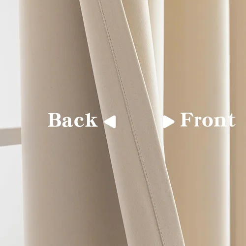 Vista 4 de IGEMAEVE Cortinas opacas para dormitorio con ojales, beige, 52 pulgadas