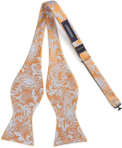 Vista 184 de HISDERN Pajaritas para hombre, corbatín de cachemira para hombre, corbata de lazo y bolsillo cuadrado, juego formal de esmoquin para boda
