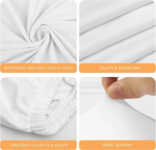 Vista 3 de Putros Cubiertas de pedestal de cilindro blanco, 3 piezas, cubierta de soporte de zócalo de cilindro de elastano para fiesta, boda, decoración
