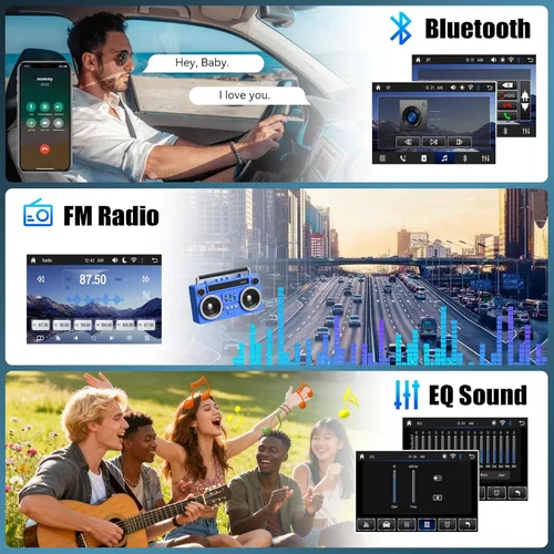 Vista 4 de Radio inalámbrica Carplay Android Auto de doble DIN, pantalla táctil HD de 7 pulgadas, estéreo para automóvil con Mirror Link, Bluetooth, cámara