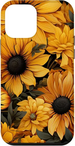 Vista 15 de iPhone 14 Flores de girasol hermoso floral amarillo patrón patrón caso