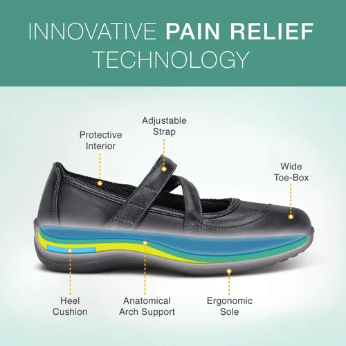 Vista 3 de Orthofeet Women's Orthopedic Leather Celina Mary Jane Shoes