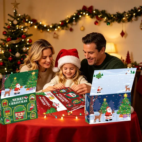 Vista 8 de Calendario de Adviento de Navidad 2026, juegos de construcción compatibles con Lego Navidad, 12 paquetes de modelos de Navidad, kit de microbloques