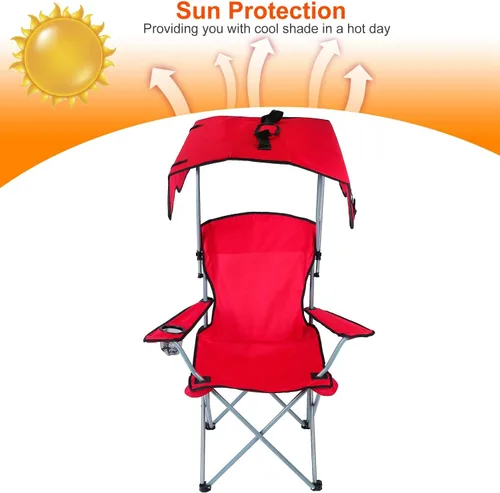 Vista 4 de iMounTEK Silla de campamento plegable con toldo para campamento con sombra, protección solar, sillón reclinable con bolsa de transporte, asiento