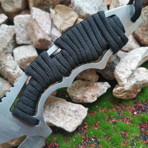 Vista 5 de Cuchillo de caza de hoja fija de 8.07 pulgadas con funda de nailon, cuchillo de supervivencia, cuchillo Bowie de espiga completa con mango