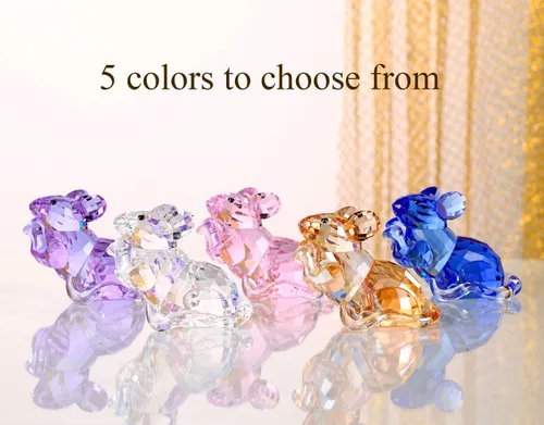 Vista 5 de DOJOZ Crystal Mouse - Lindo animal para decoración del hogar, encantadoras figuritas coleccionables de cumpleaños (azul)